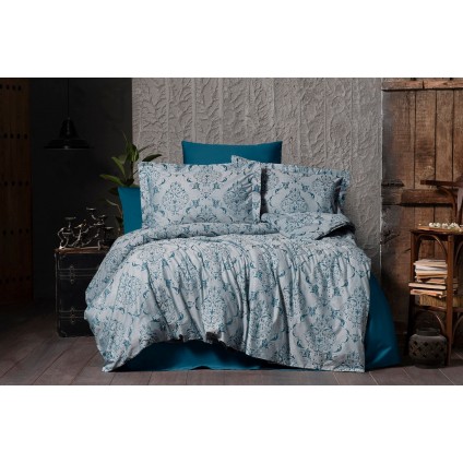 Постільна білизна Arya Vogue Органік Жаккард 350TC 200x220 Paris бензиновий зелений