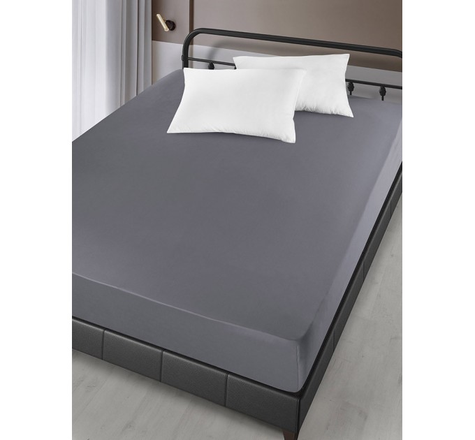 Простирадло Сатин Arya На Гумці 180x200+30см London Сірий
