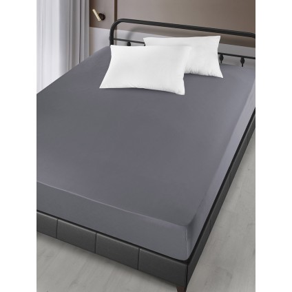 Простирадло Сатин Arya На Гумці 160x200+30cm London Сірий