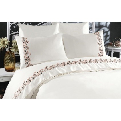 Постільна білизна Arya Сатин З мереживом 200x220 Helena