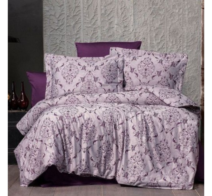 Постільна білизна Arya Vogue Органік Жаккард 350TC 200x220 Paris Фіолетовий