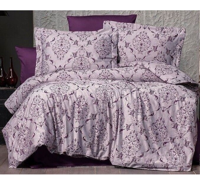 Постільна білизна Arya Vogue Органік Жаккард 350TC 200x220 Paris Фіолетовий
